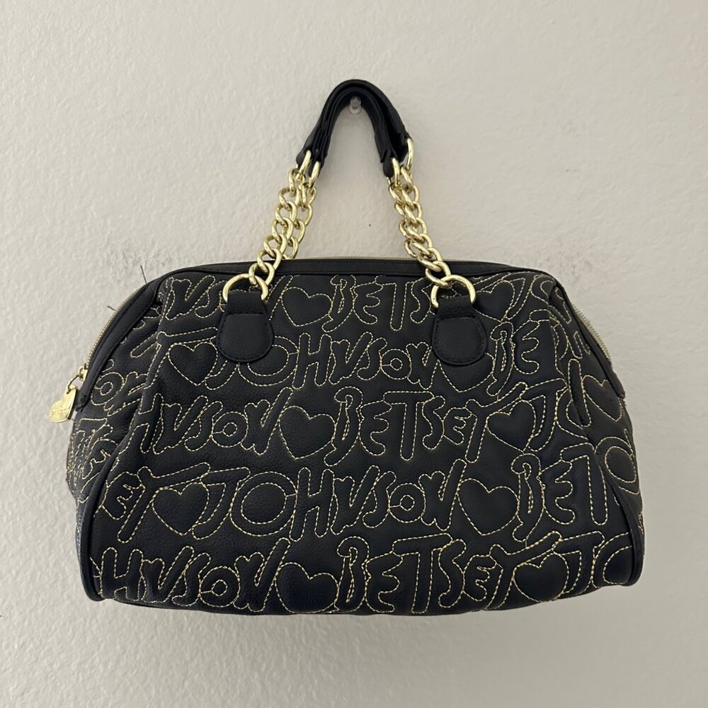 Betsey Johnson Handbag Logo Quilted Be Mine Gold … - image 2